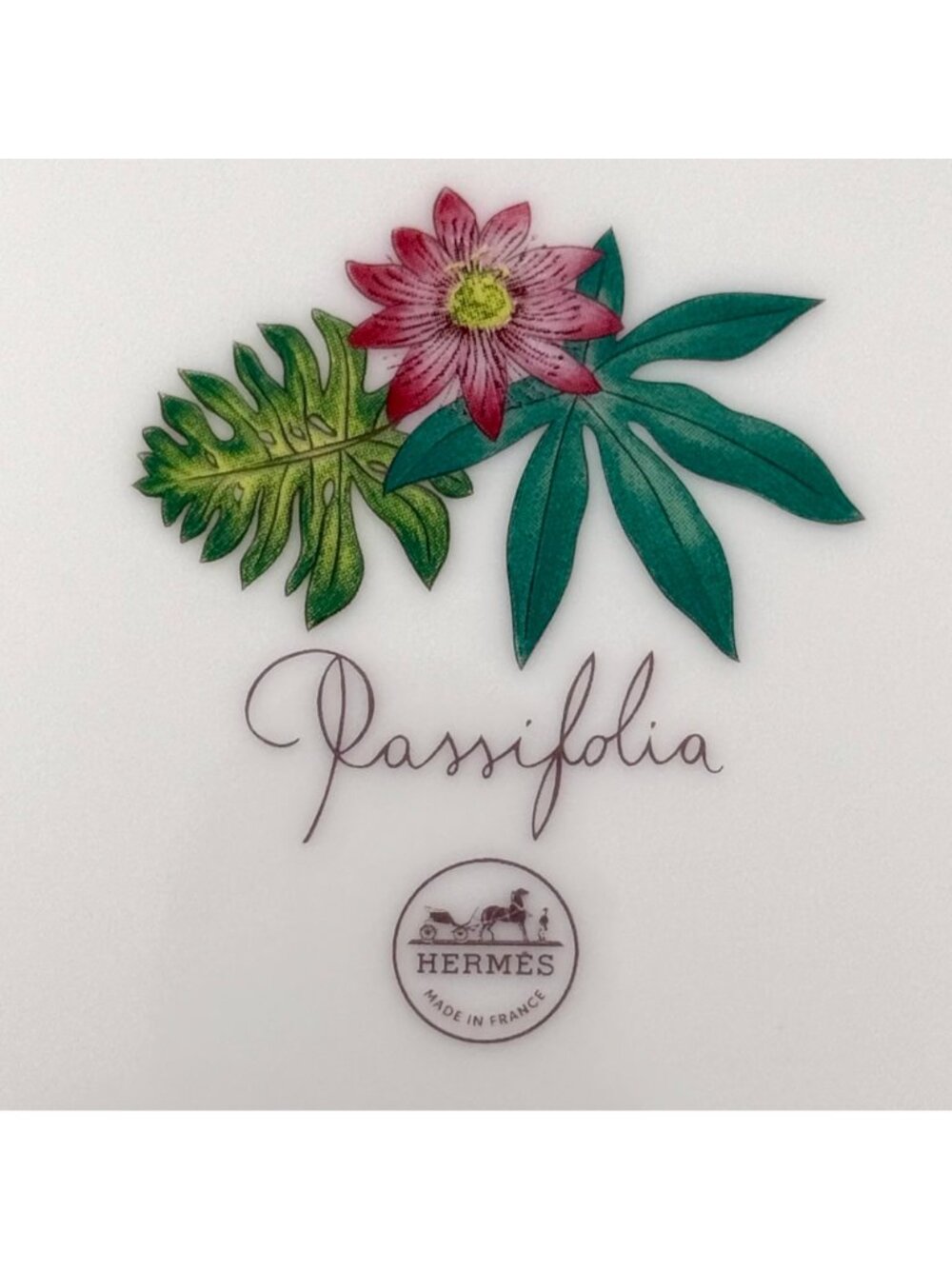 Hermes Green Floral Passifolia Dessert Plate N1 Set of 2 Plates (Jar Stamp) BNIB - Picture 4 of 8